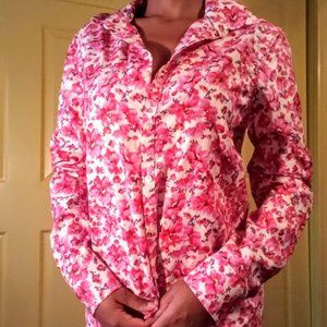 Lands end brand fabulous floral button up blouse